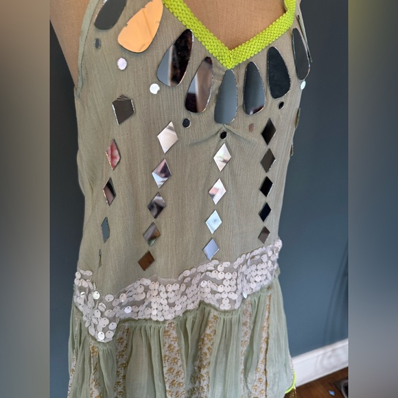 Free People Limited Edition holiday fairy Mirror Sequin slip Dress xs / s - Picture 3 of 6